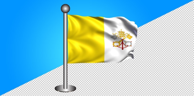 3d vaticaanstad vlagpictogram - badge png - transparante achtergrond