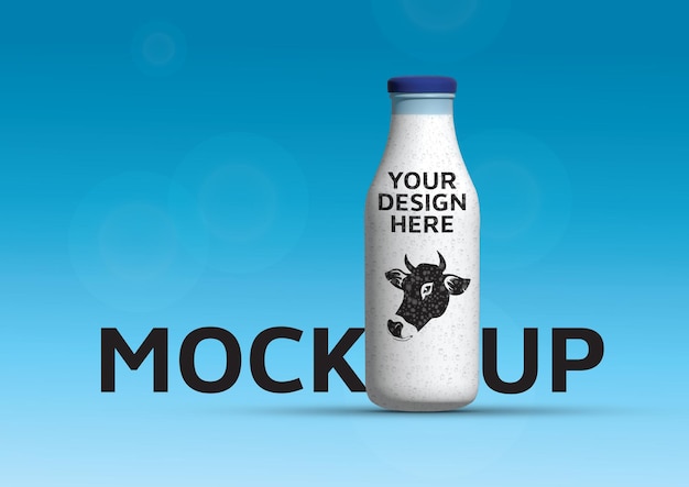 3d vector milk bottle front view mockup