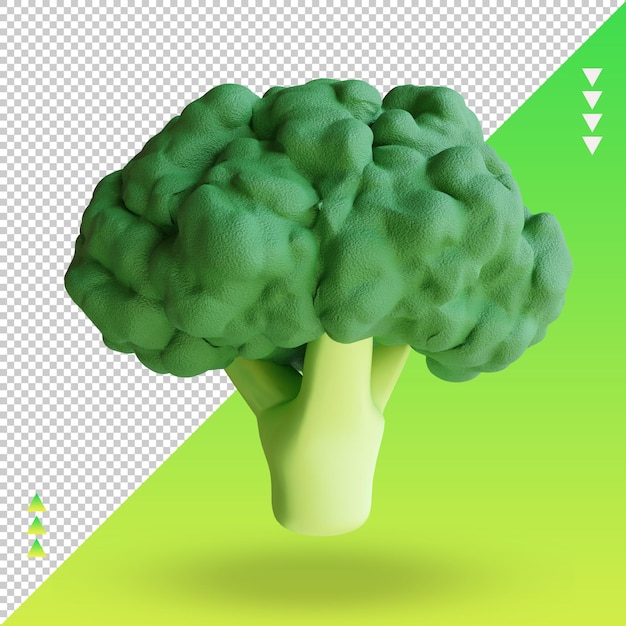 Vista frontale del rendering di broccoli vegetali 3d