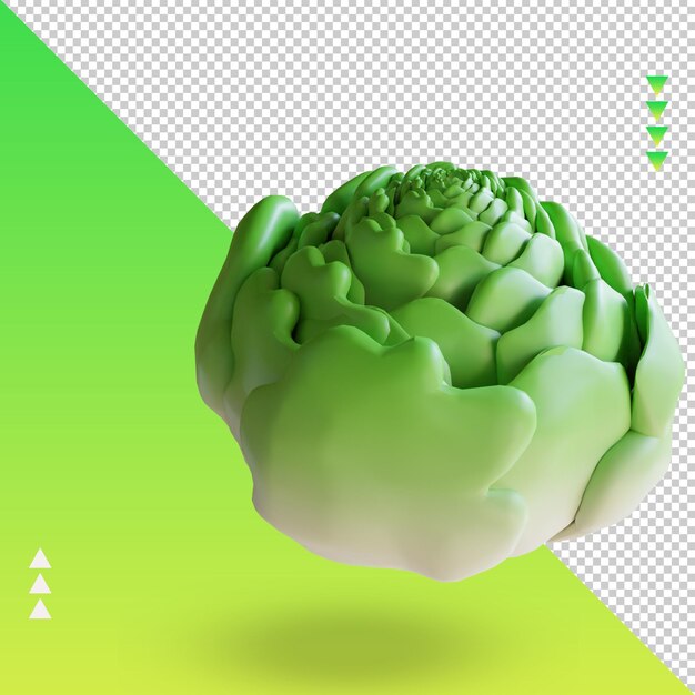 PSD vista a sinistra del rendering di cavolo vegetale 3d