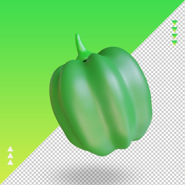 3d vegetable green paprika rendering right view