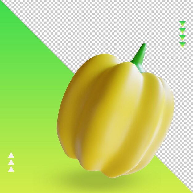 PSD 3d овощная желтая паприка рендеринг слева