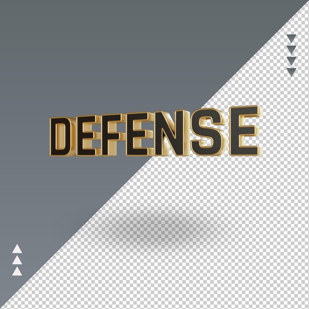 PSD 3d-verdediging zwart goud tekst weergave juiste weergave