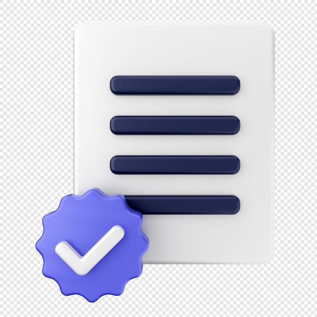 3d verification check mark approve file