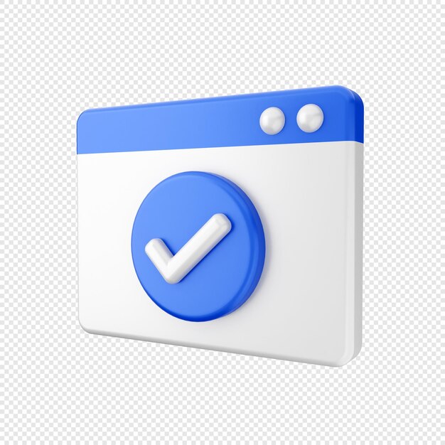 3d verification icon illustration render