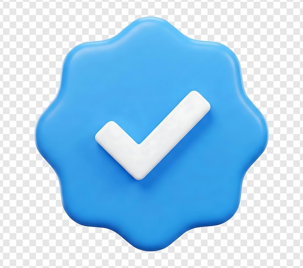 3D Verified Badge Icon in Vibrant Blue