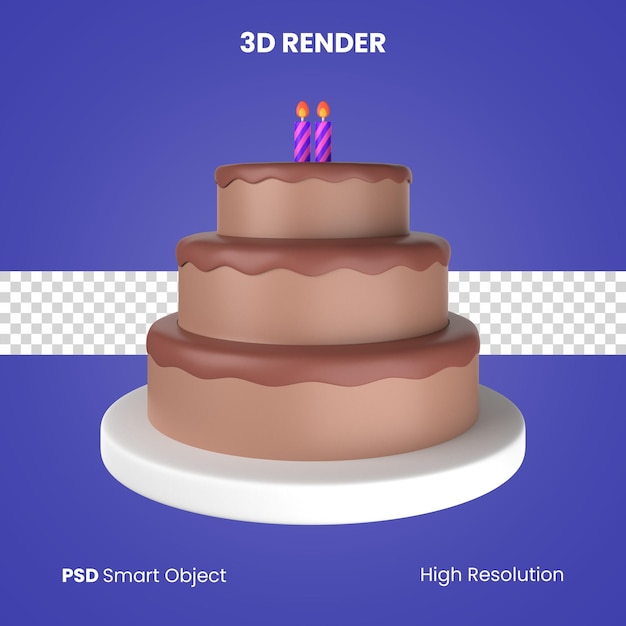 3d verjaardagstaart render geïsoleerd