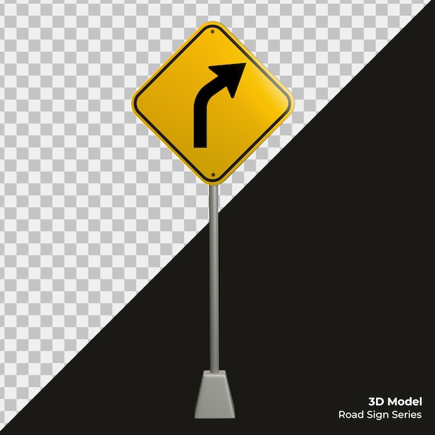 3D verkeersborden met rechtse bocht