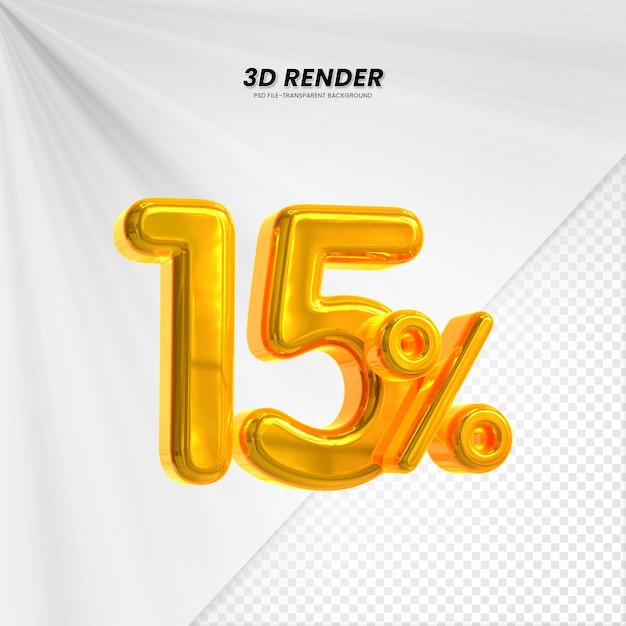 3D-verkoop korting prijs tag 3D-rendering voor compositie 15 procent