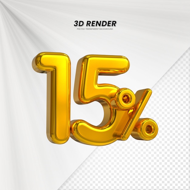 3D-verkoop korting prijs tag 3D-rendering voor compositie 15 procent