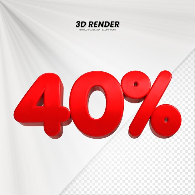 3D-verkoop korting prijs tag 3D-rendering voor compositie 40 procent