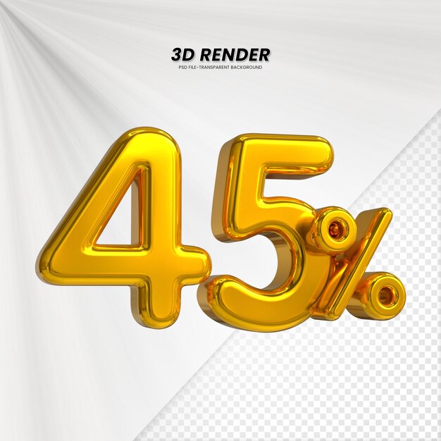3D-verkoop korting prijs tag 3D-rendering voor compositie 45 procent