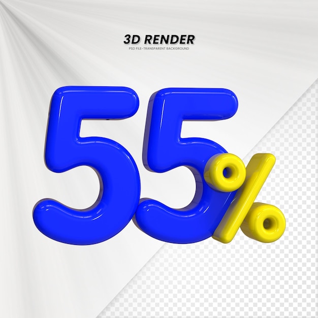 3D-verkoop korting prijs tag 3D-rendering voor compositie 55 procent