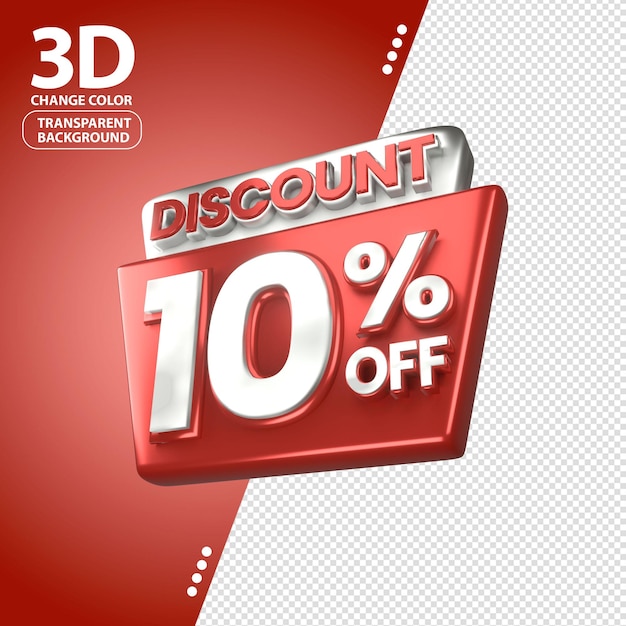 3D verkoop rood en wit korting prijs tag voor compositie 10 procent geweldig voor product promotie
