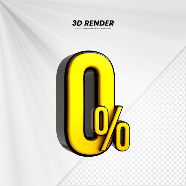 3D-verkoopkorting prijs tag 3D-weergave voor compositie 0 procent getal concept