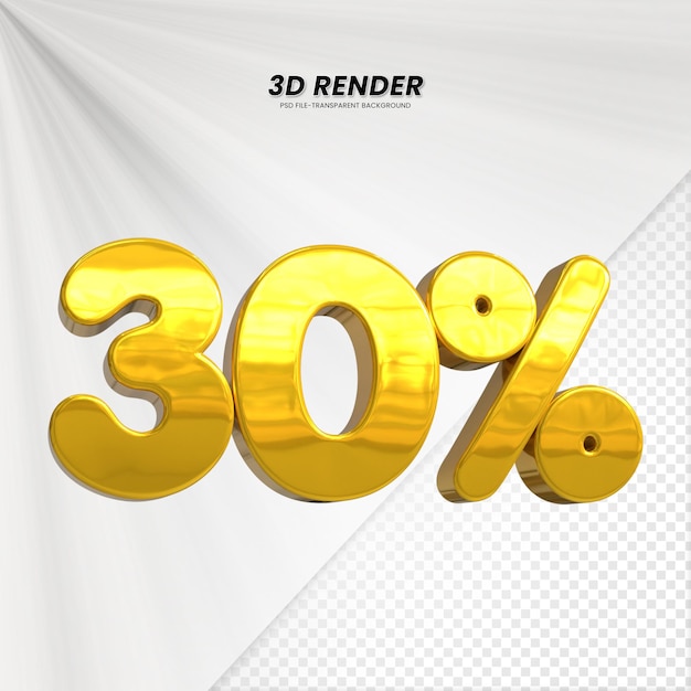 3D-verkoopkorting prijs tag 3D-weergave voor compositie 30 procent getal concept