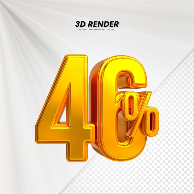 3D-verkoopkorting prijs tag 3D-weergave voor compositie 46 procent getal concept