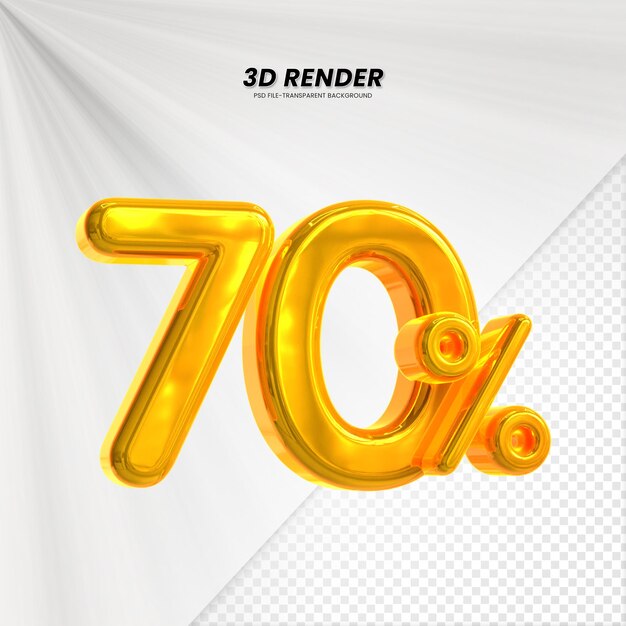 3D-verkoopkorting prijs tag 3D-weergave voor compositie 70 procent getal concept