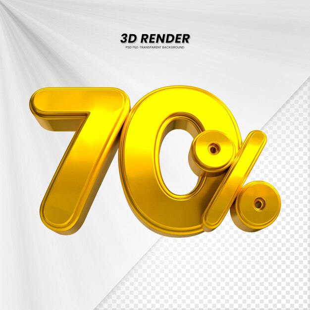 3D-verkoopkorting prijs tag 3D-weergave voor compositie 70 procent getal concept