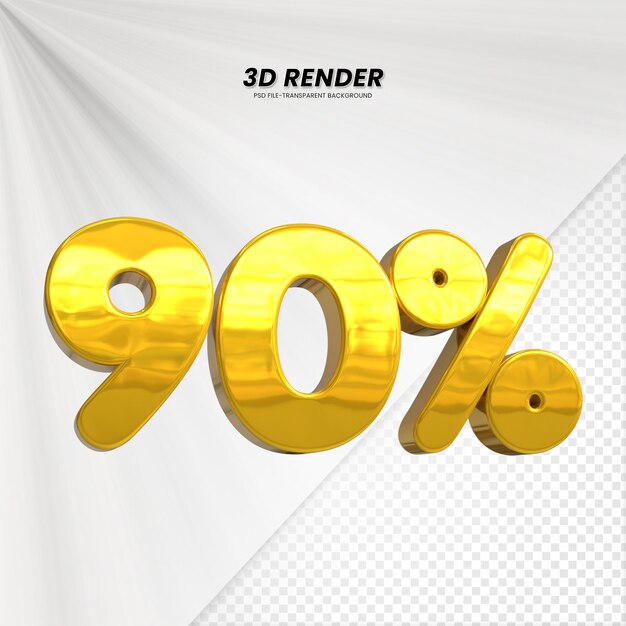 3D-verkoopkorting prijs tag 3D-weergave voor compositie 90 procent getal concept