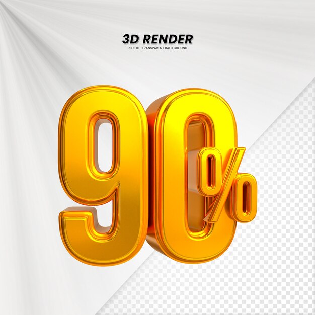 3D-verkoopkorting prijs tag 3D-weergave voor compositie 90 procent getal concept