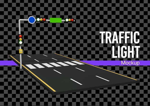 3D-verlichting met mock-up van weg- en voetgangersovergangen