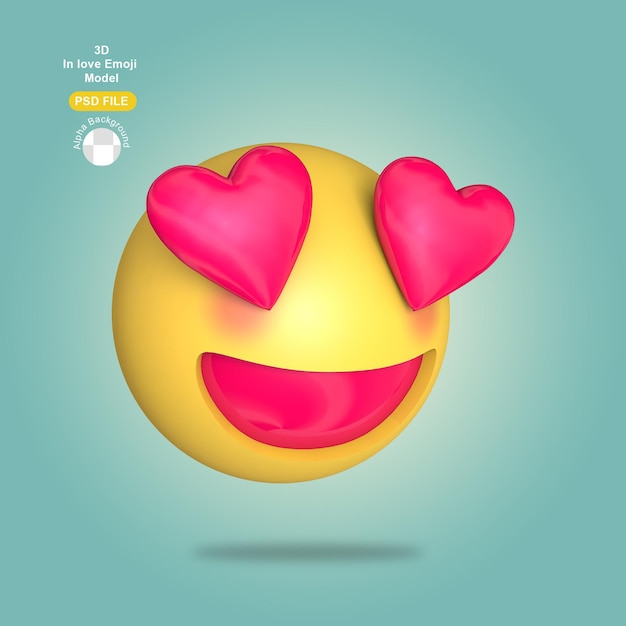 3d verliefd emoji-weergave