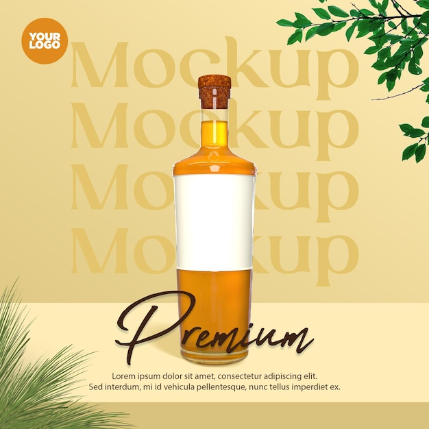 3D-verpakkingstrend mockup fles