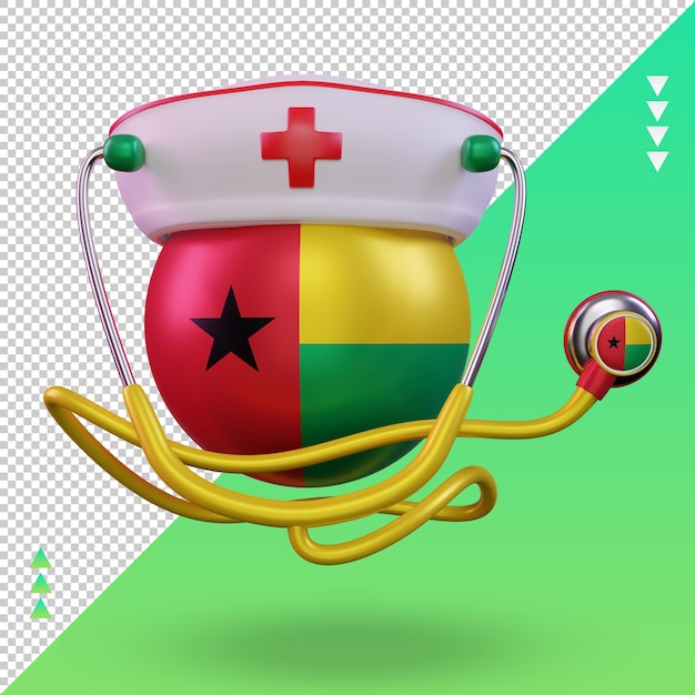 PSD 3d-verpleegkundige dag guinee vlag rendering vooraanzicht