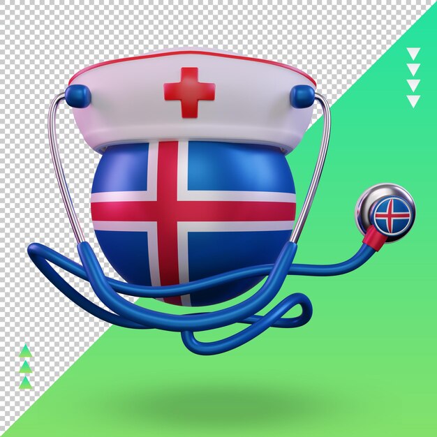 3d-verpleegkundige dag ijsland vlag rendering vooraanzicht