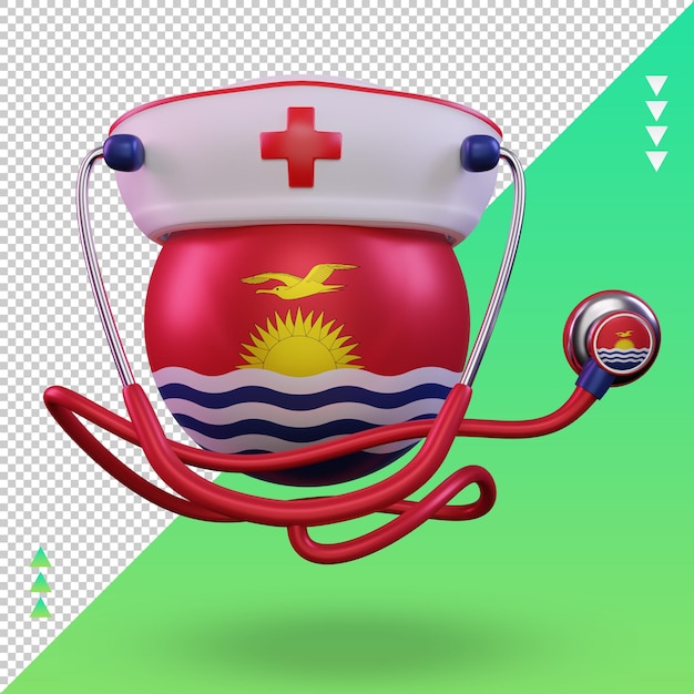 PSD 3d-verpleegkundige dag kiribati vlag rendering vooraanzicht