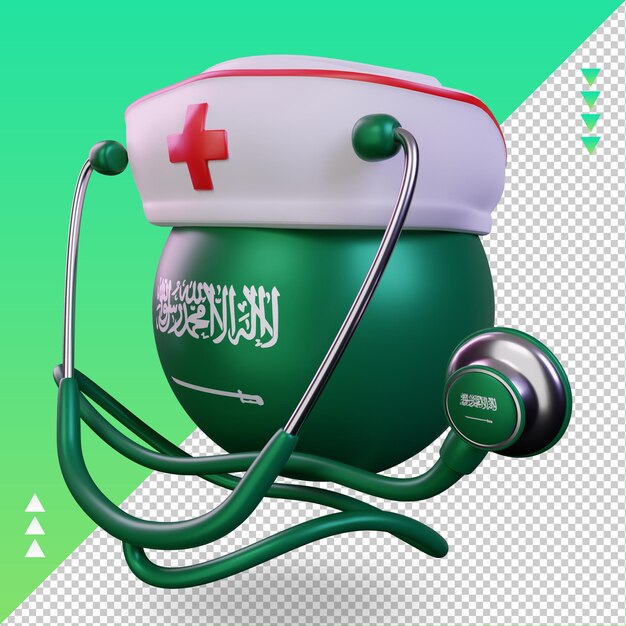 PSD 3d-verpleegkundige dag saoedi-arabië vlag rendering juiste weergave
