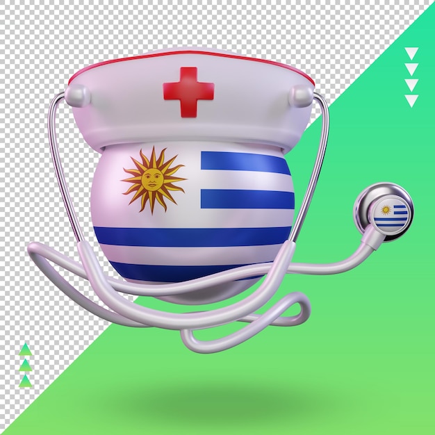 3d-verpleegkundige dag uruguay vlag rendering vooraanzicht