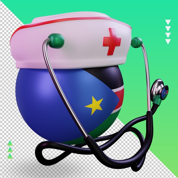 PSD 3d-verpleegster dag zuid-soedan vlag weergave linker weergave