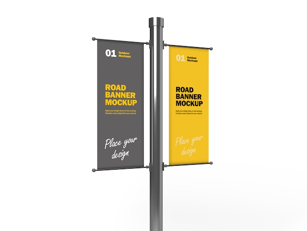 Mockup di banner verticale doppia strada 3d