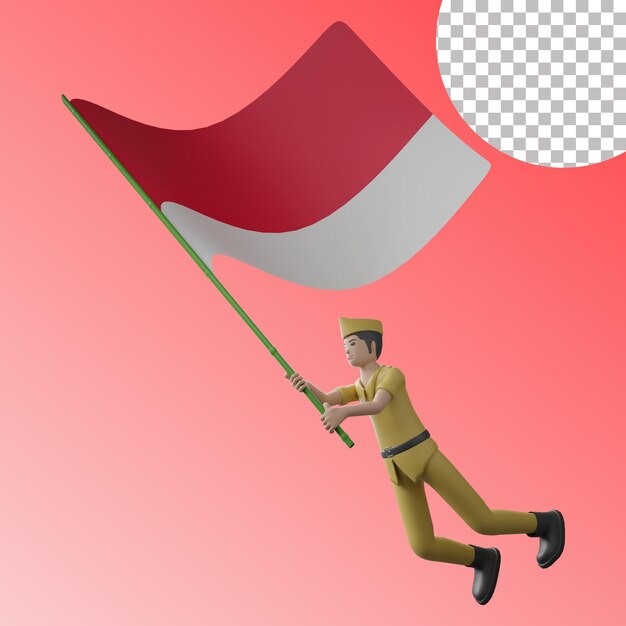 3d-veteranen die met vlag zwaaien tijdens het vliegen op 17 augustus