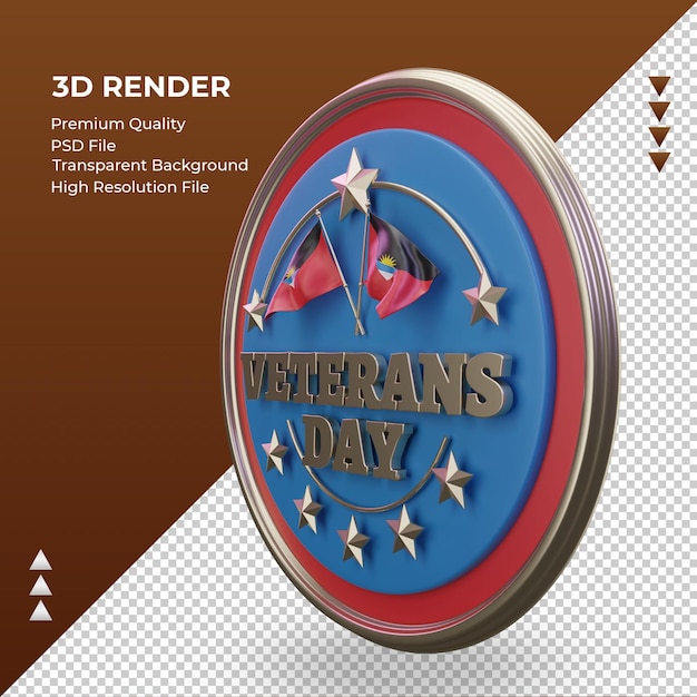 PSD 3d veterans day antigua and barbuda rendering right view