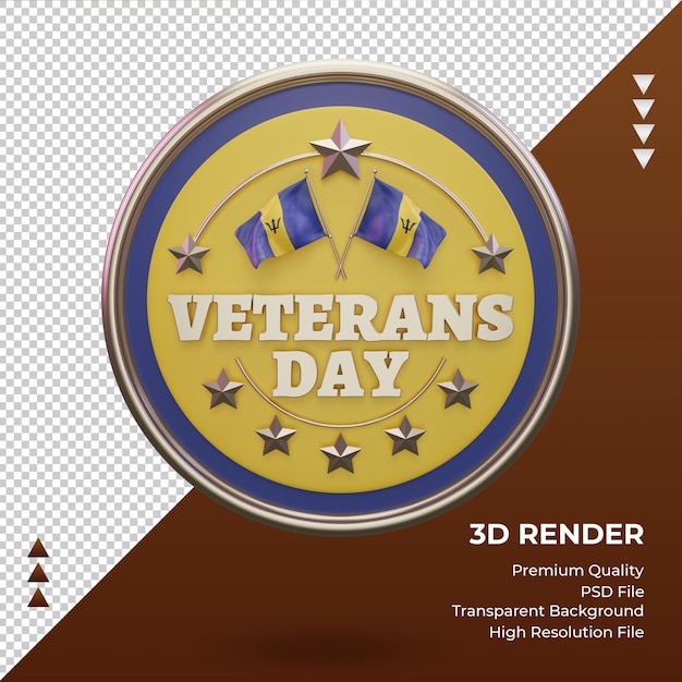 PSD 3d veterans day barbados rendering front view