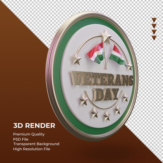 PSD 3d veterans day tagikistan rendering vista a sinistra