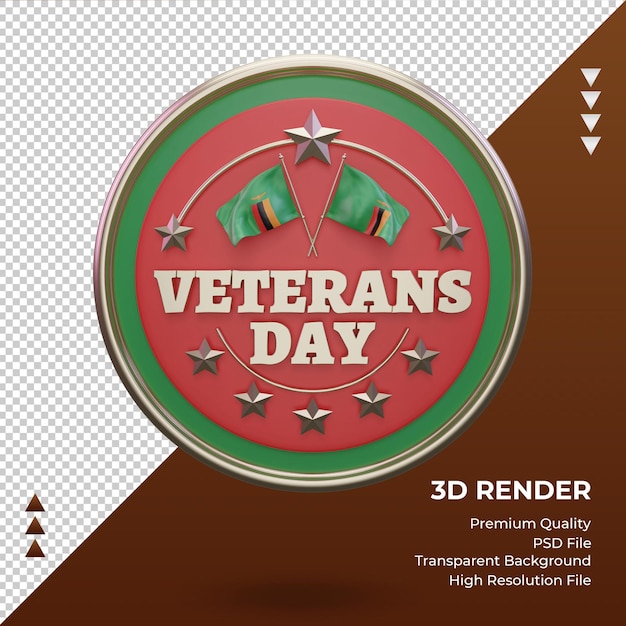 PSD 3d veterans day zambia rendering vista frontale