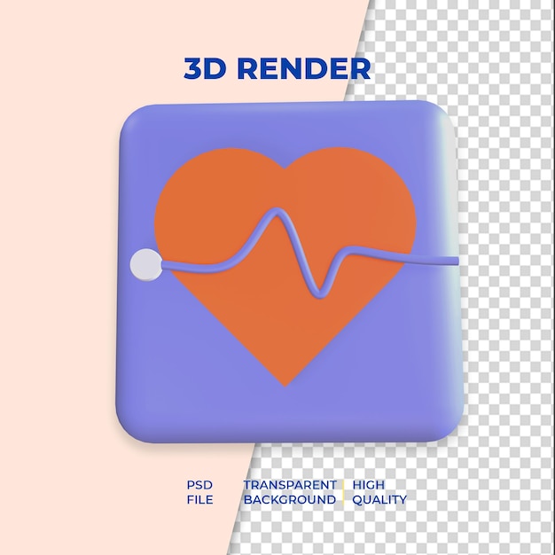 3d vierkant hart illustratie object gerenderd