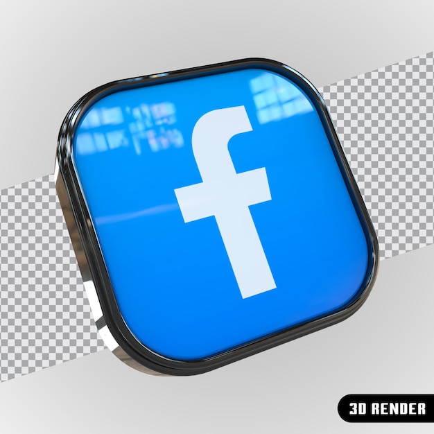 PSD 3d-vierkant met facebook-logo