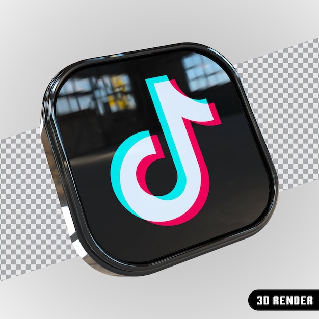 PSD 3d-vierkant met tiktok-logo