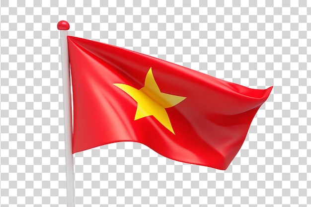 3d vietnamese nationale vlag geïsoleerd op transparante achtergrond