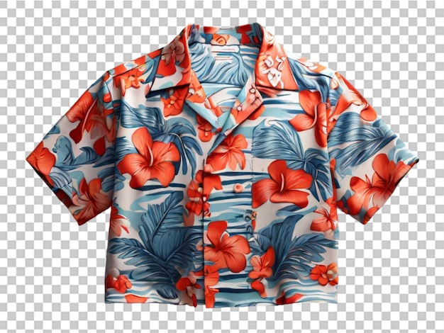 Vista 3d di una camicia hawaiana con disegno su sfondo trasparente
