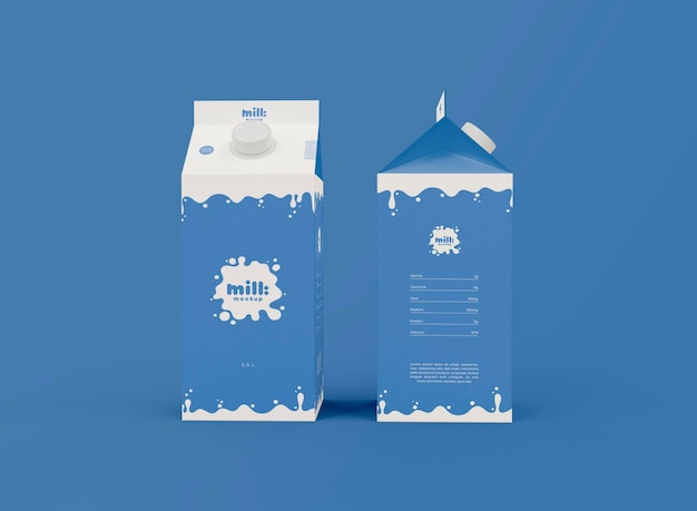ミルクジュースカートンモックアップの3dビュー