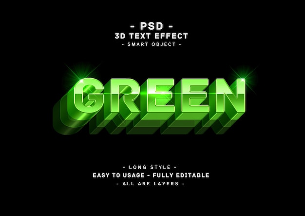 3D vihreä pitkä tekstiefekti
