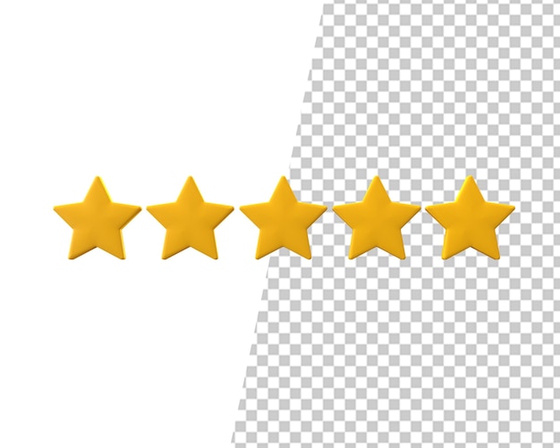 PSD 3d vijf sterren review rating gouden pictogram