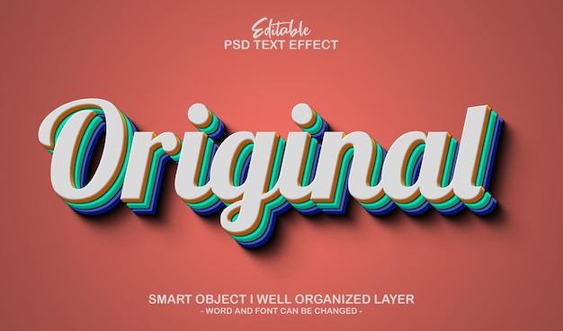 3d vintage bewerkbaar teksteffect mockup-sjabloon