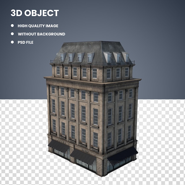 PSD 3d vintage building